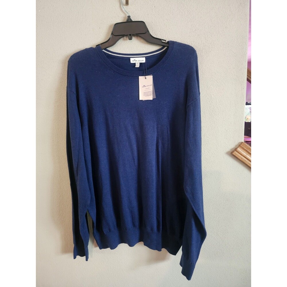 Peter Millar Crown Soft Crewneck Sweater Mens XL Navy Blue Silk Cashmere NWT
